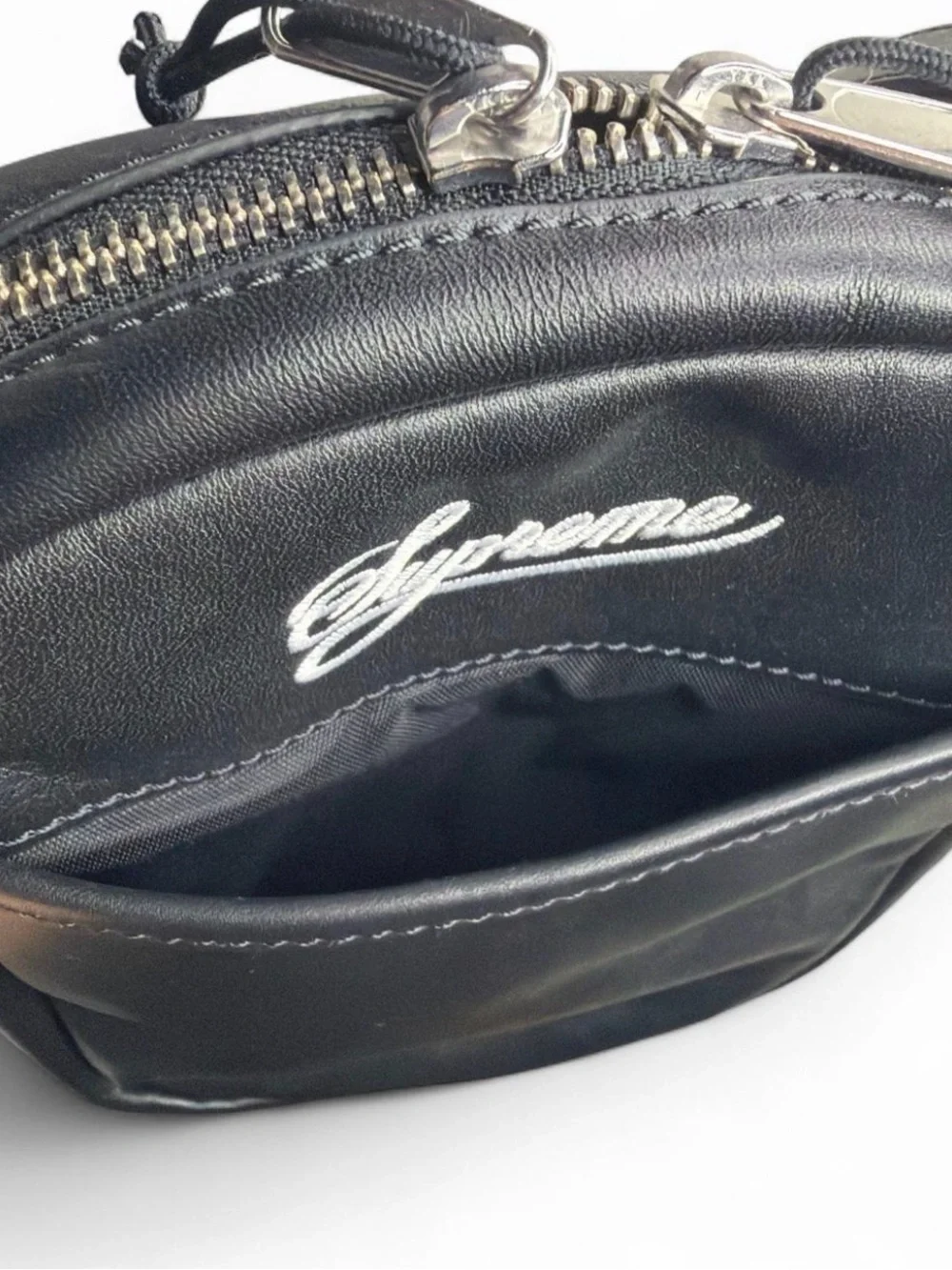 Supreme x Nike Black Leather Messenger Bag